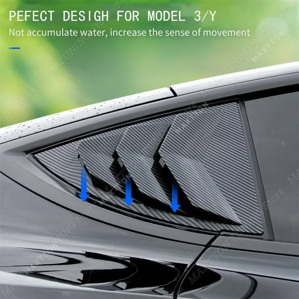 2pcs Car Rear Window Shutter Cover Trim Window Louver Side Vent Trim For Tesla Model 3 Model Y 2017-2022 2023 Accessories