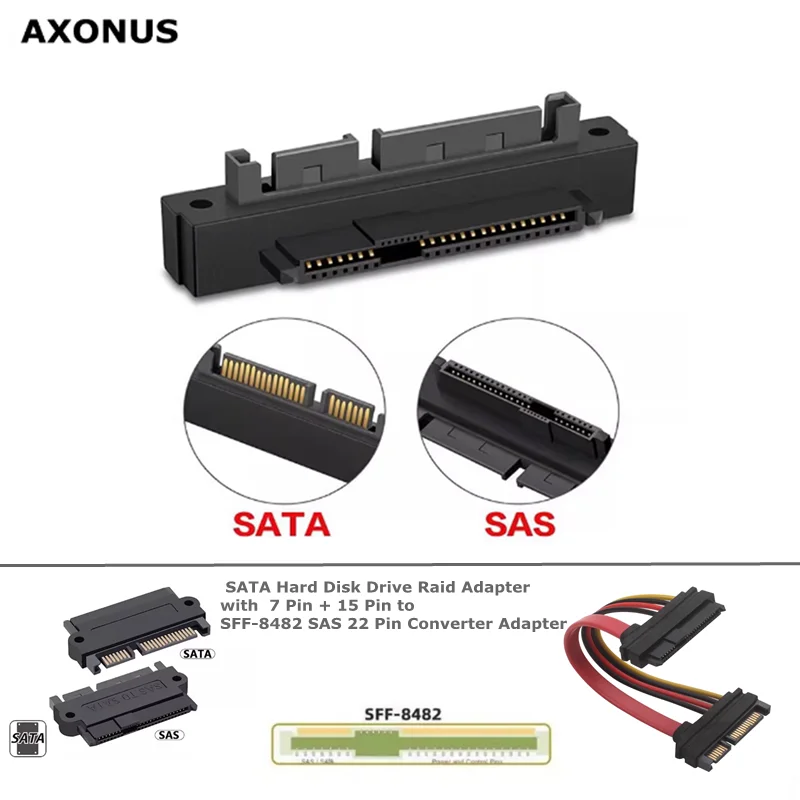 

SATA Hard Disk Drive Raid Adapter with 15 Pin 7 Pin + 15 Pin to SFF-8482 SAS 22 Pin Converter Adapter Cable