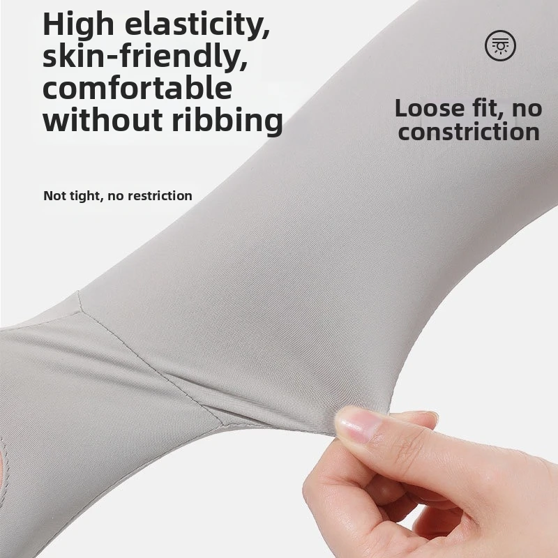 Women's Gloves Solid Color Long Sleeve Non-slip Flip Ice Silk Arm Sleeve Elastic Breathable Sunscreen Sleeve Gloves Cycling view 4