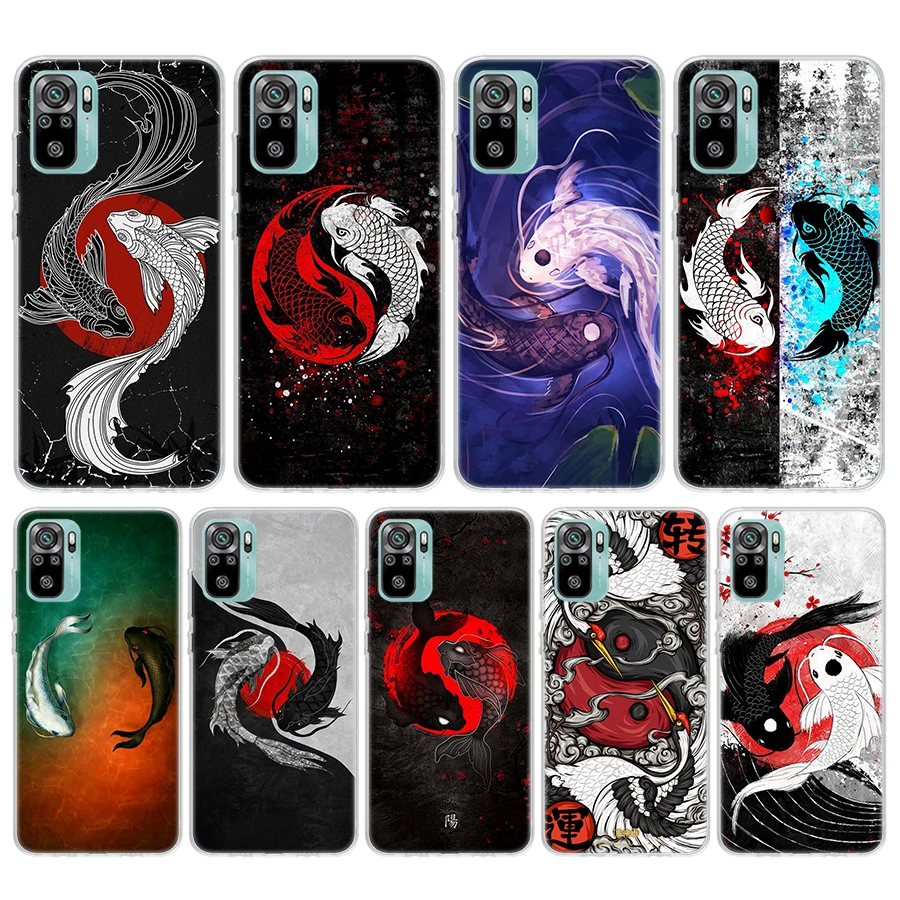 Japan Koi Fish Yin Yang Art Soft Phone Case For Xiaomi Redmi 10 10A 10C 9 9A 9C 9T 12 12C 8 8A 7 7A 6 6A S2 K20 K40 Pro 10X K30