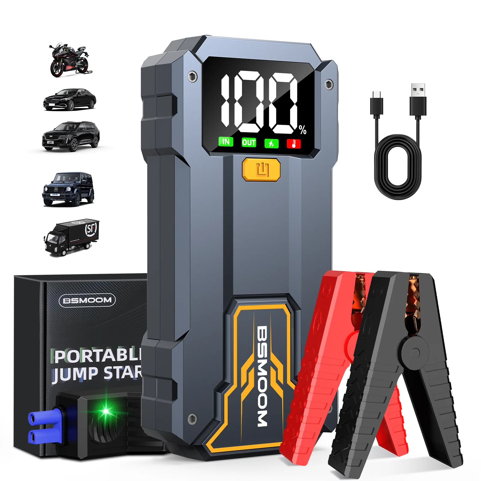 

BSMOOM Jump Starter, портативный Jump Box 5000A/7000A — аккумулятор для автомобильного стартера, аккумуляторный стартер 12 В с чехлом для переноски
