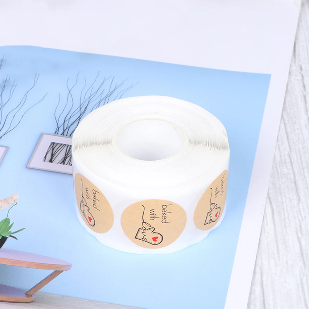 

Kraft Paper Sticker Roll Gift Bag Label Cookie Bag Decor Baggies Packing Label Folder Tag Quality Easy Stick Remove