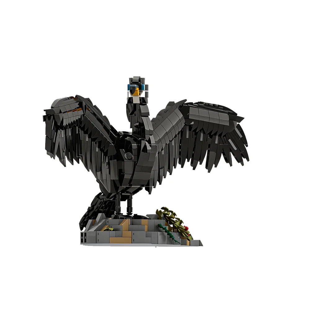 MOC Cormorant Building Blocks Kit Bird Wildlife Animal with Realistic Wing Structure Desktop Decor Toy Adult Gift