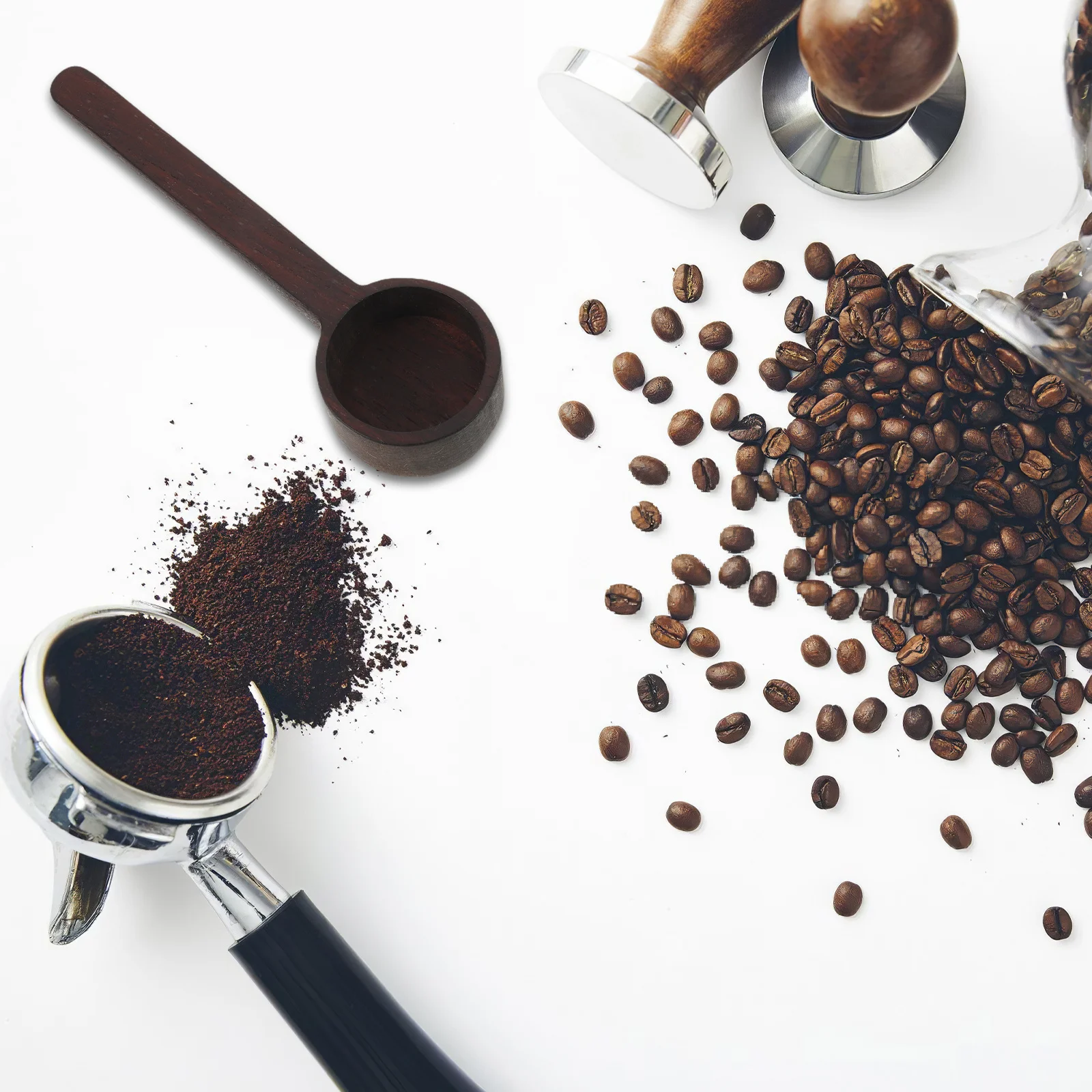 

2Pcs Wood Coffee Dosing Scoop Solid Wood Measuring Spoon Kitchen Essentials Ground Coffee Tea Seasoning Small Handle Spoon