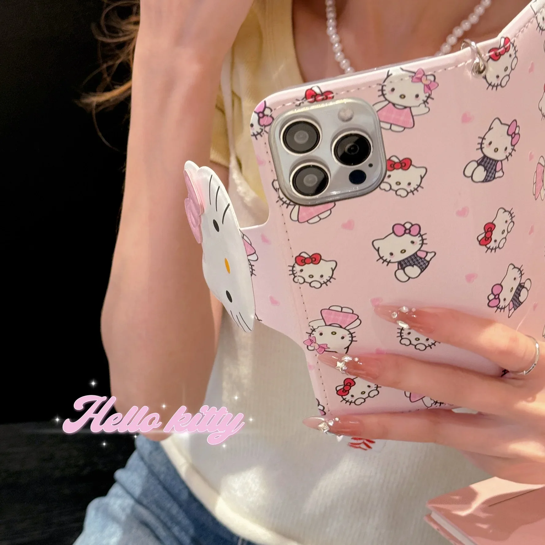 لطيف الكرتون سانريو مرحبا كيتي فليب جراب هاتف حافظة للبطاقات حافظة هاتف آيفون 16ProMax 15 ProMax 16 15 14 13 ProMax جراب هاتف #5