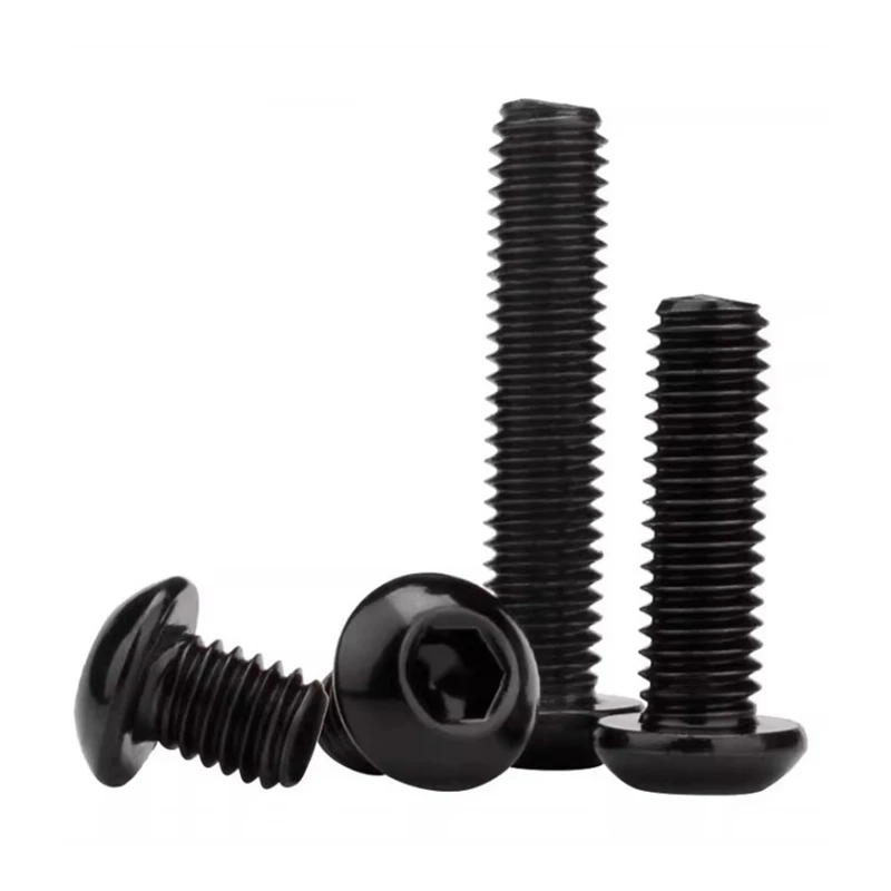 5~100pcs M2 M2.5 M3 M4 M5 M6 M8 Black 304 Stainless Steel Round Pan Head Hex Socket Allen Screws Button Head Hexagon Bolt image 4
