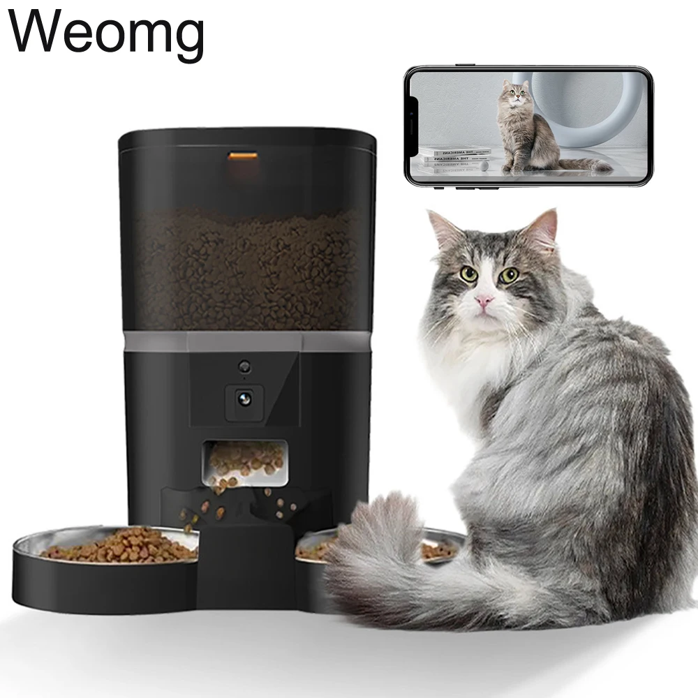 

4L Double Meal Camera APP Automatic Pet Feeder Time For Pet Cats Dog Food Stainless Steel Bowl Video Dispenser Smart Pet Feeder