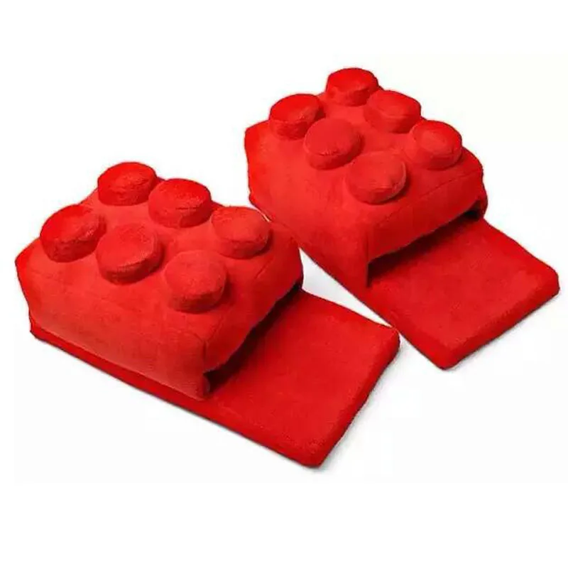 

Winter Cartoon Creative Home Warm Slippers for Men Women Funny Soft Building Blocks Male Indoor Slipper Shoes for Unisex