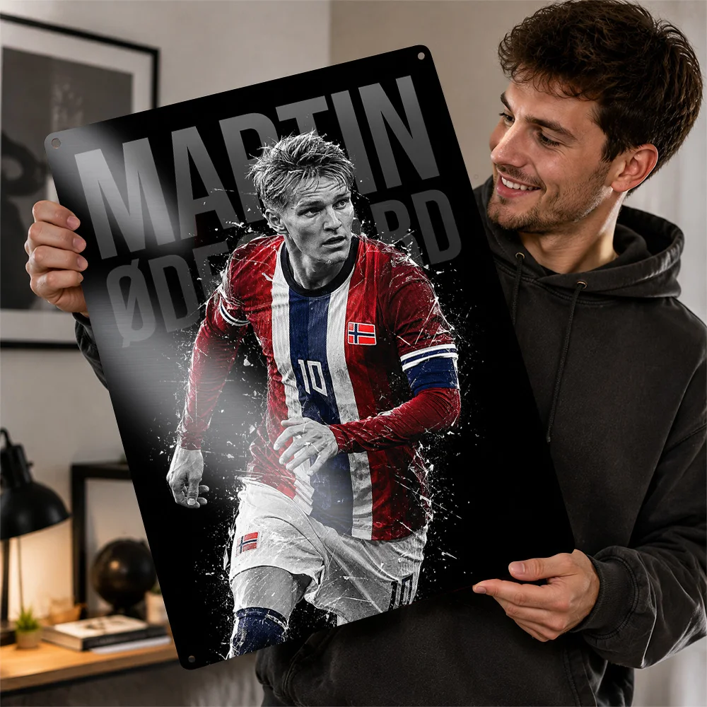 Martin Ødegaard Football Printed Poster Personalized Aluminum Metal Sign Club Hero Design Wall Art Made For Athlete Collectors