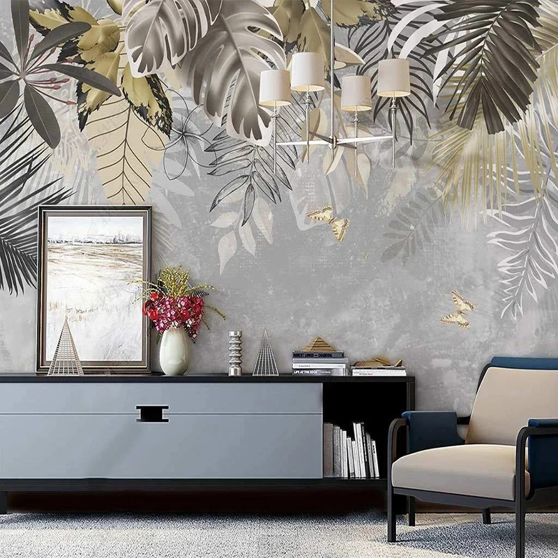 

Photo Wallpaper Nordic Hand Painted Abstract Line Plant Mural Living Room Bedroom Background Wall Waterproof 3D Papier Peint