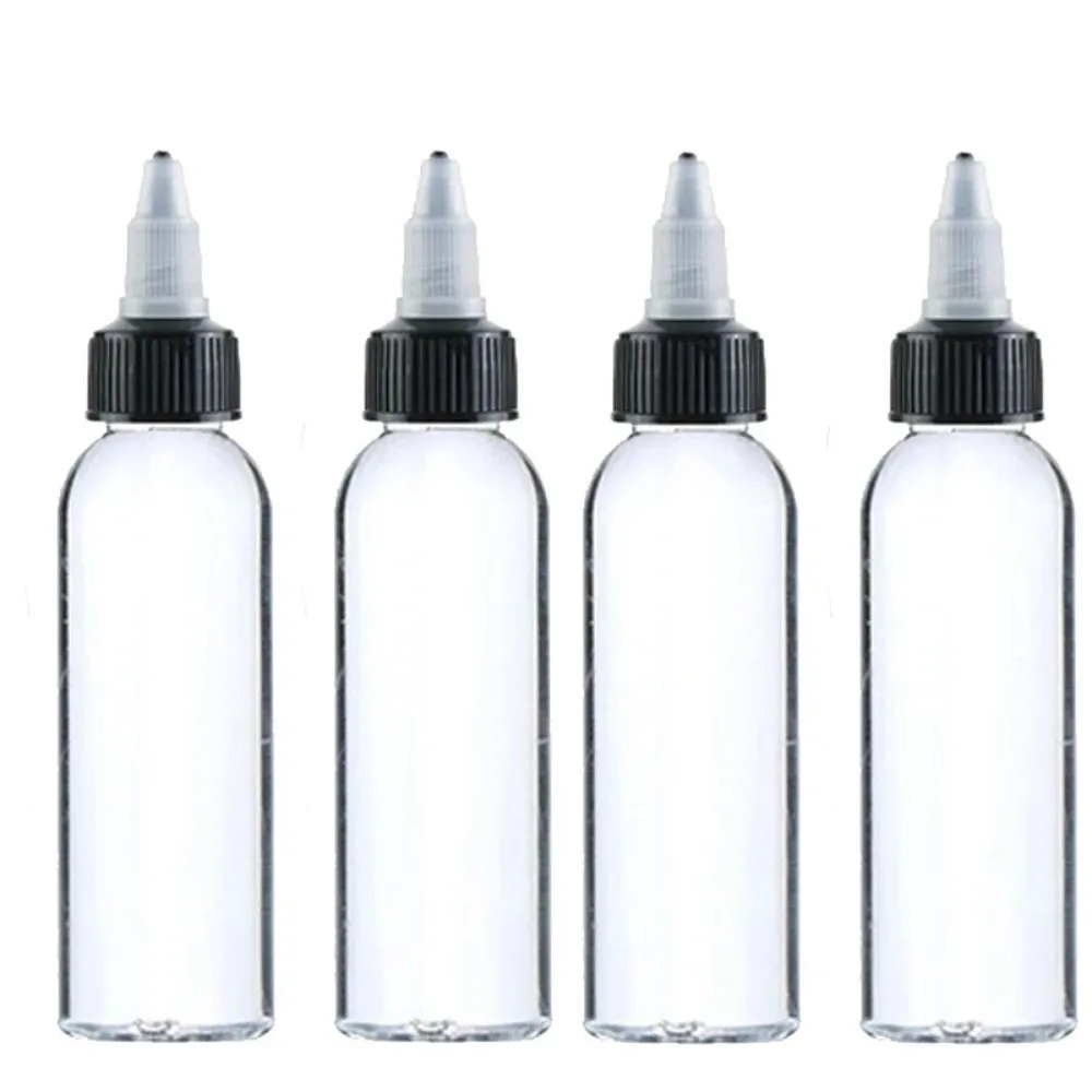 50 Stück 100ml Plastik-Quetschflaschen aus PET für Saft und Flüssigkeiten mit Tropfenzähler und Drehverschluss, Behälter für Tattoo-Pigmenttinte – Detail 6