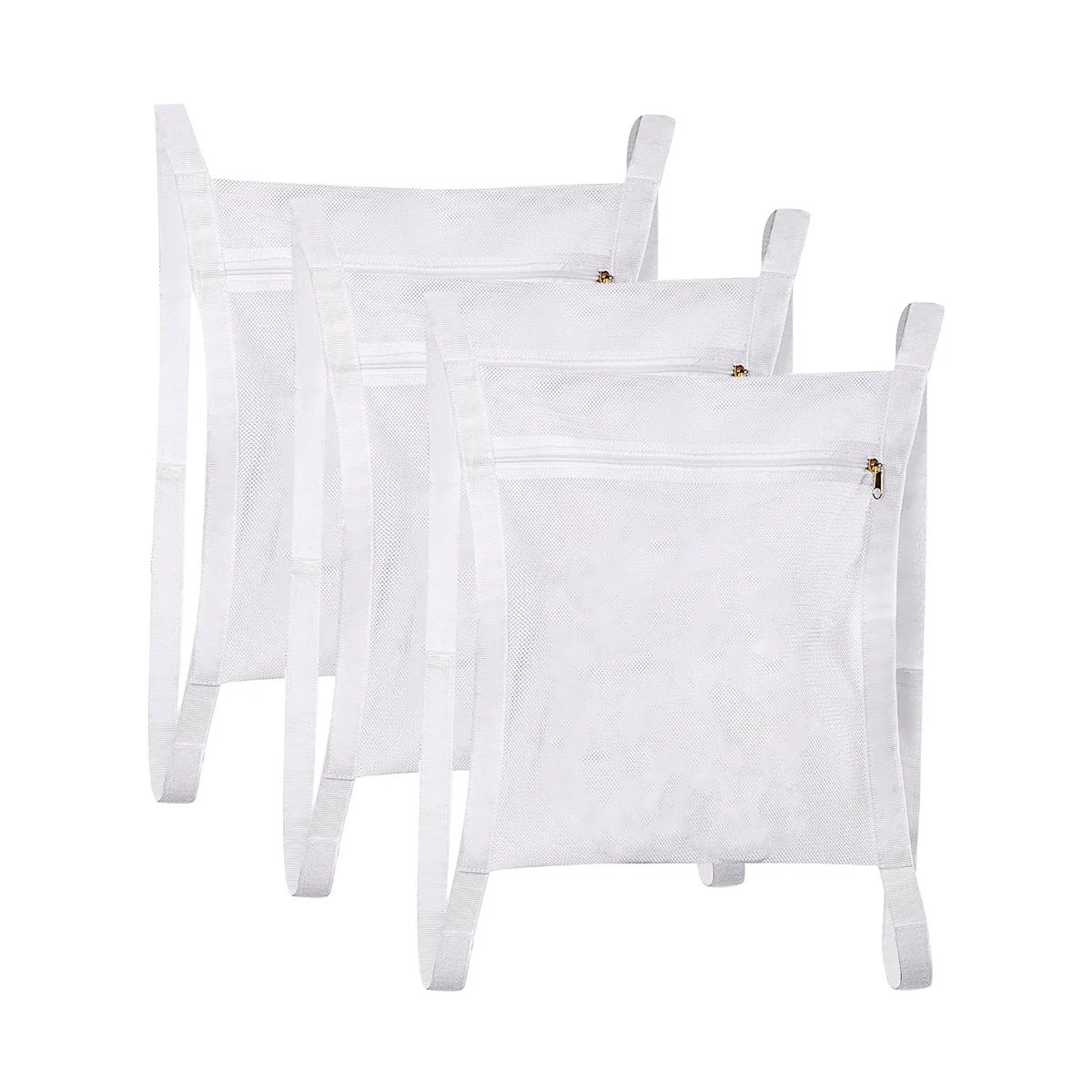 A09G-3 pièces sac en filet de lavage et de séchage de baskets pour sèche-linge, sacs en maille de combé de miel avec fermeture éclair et sangle pour chaussures, outil de sac réutilisé pour le linge