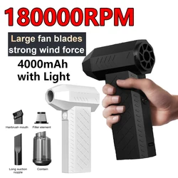 180000RPM Turbo Jet Fan Rechargeable Electric Air Duster with Light Handheld Duct Fan Jet Dry Blower Cleaning Tool