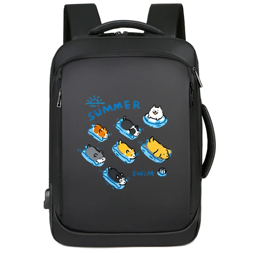 

Женский и мужской деловой рюкзак, школьная сумка, водонепроницаемый рюкзак для ноутбука, забавный рюкзак с котом и собакой для плавания, рюкзак с принтом в японском стиле