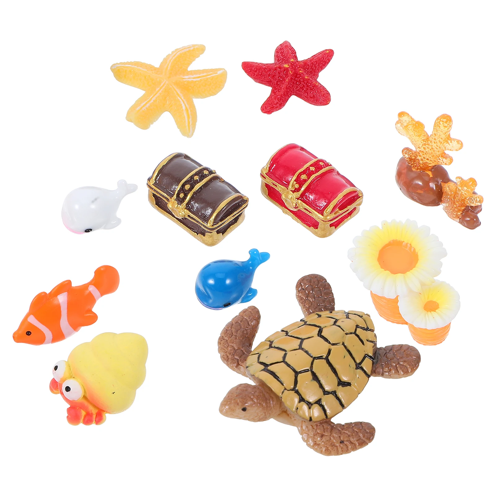 

11pcs Miniature Beach Decorations Realistic Resin Accessories Dollhouse Furniture Fish Tank Garden Seaside Waterproof