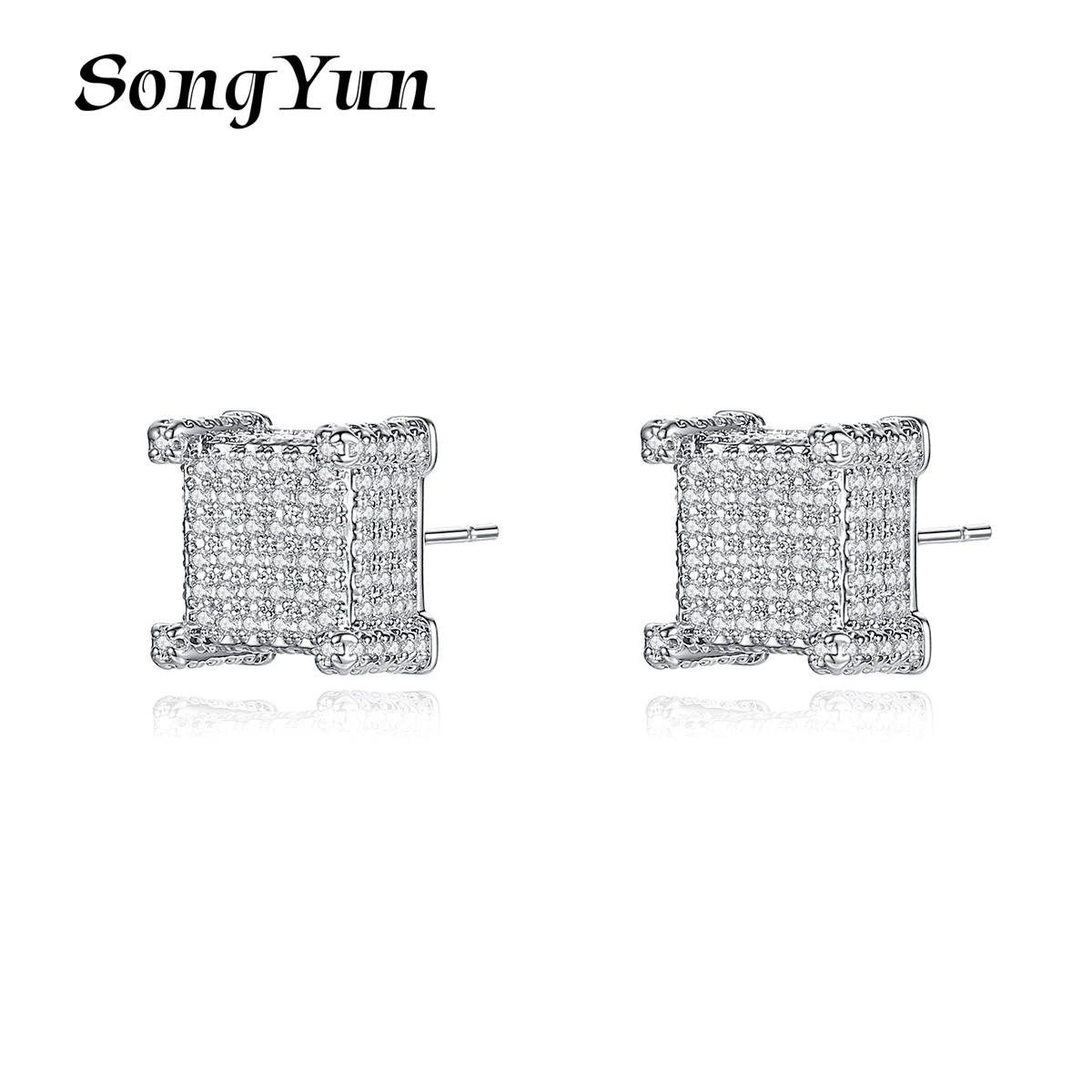

SongYun Jewelry Manufacturer MHT Men And Women With The Same Style Of Foreign Trade Black Zircon Personality Stud Earrings Ornam