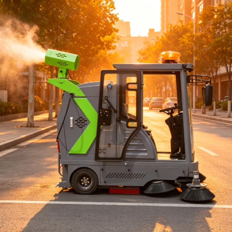 Commercial New Compact Small Electric Ride-On Battery-Powered 48V Self-Propelled Street Sweeper Truck for Urban Cleaning