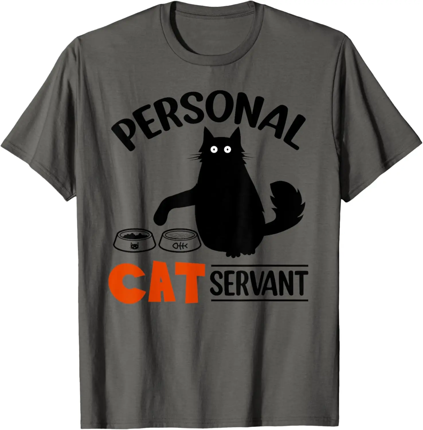 Funny Black Cat Personal Cat Servant T-Shirt Vintage Clothing Tees Tops T Shirt For Men