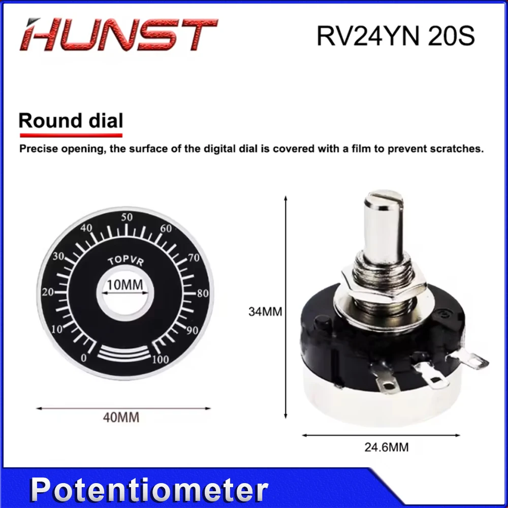 HUNST Current Adjustment Potentiometer Knob RV24YN 20S B502 168C Laser Cutting Engraving Machine Accessories