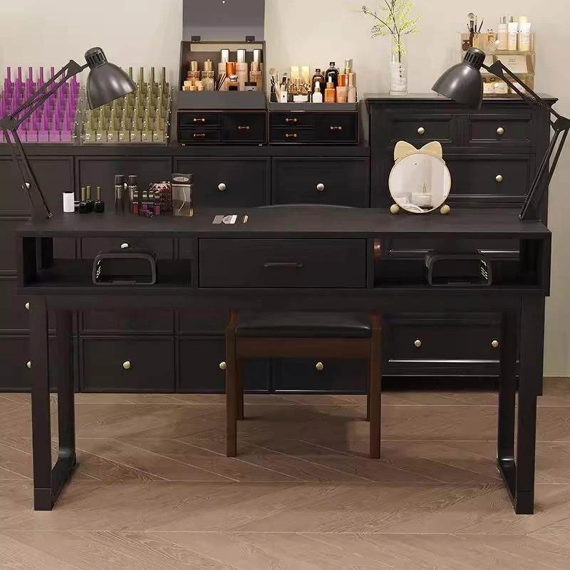 practical large capacity Nail table single double three-seater nail table can clip light Japanese art mesas de uñas furniture