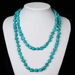 Boho Irregular Personality Turquoise Long Necklace Original Design Ethnic Long Necklace