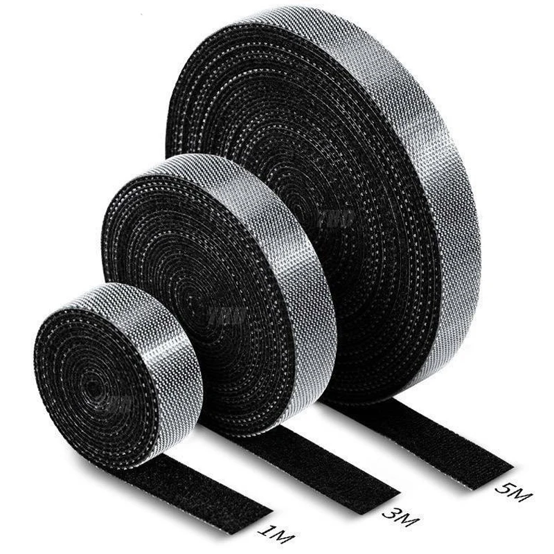 1m 3m 5m/Roll Fastening Tape Cable Ties Reusable Hook Earphone Straps Double Side Hook Roll Wires Cords Manage Organizer Straps
