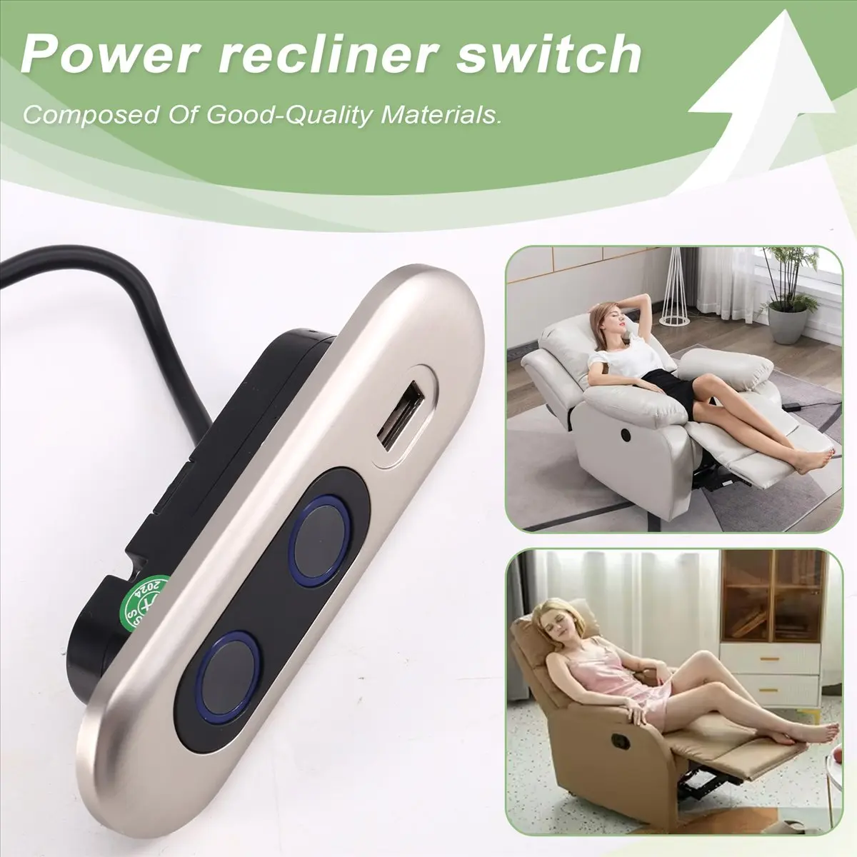 كرسي كهربائي التبديل تحكم مقبس USB شحن 2 زر أريكة كهربائية تحكم كرسي عن بعد