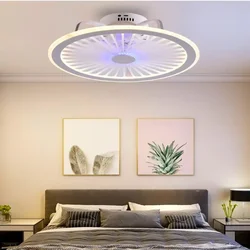 Moderna Luz Inteligente Ventilador de Teto, Bluetooth Acrílico, Luz Música, Ventilador Criativo, Estudo e Restaurante