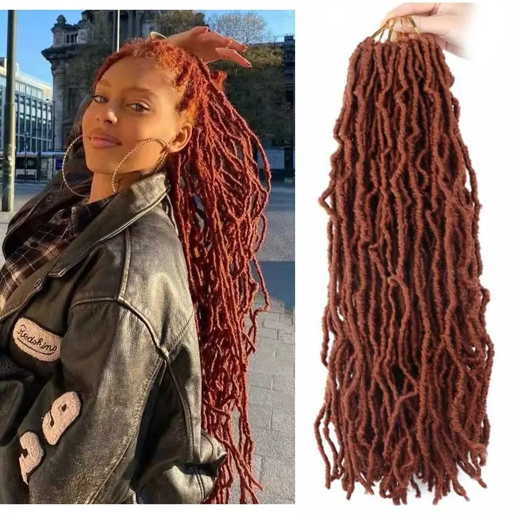 Pré Looped Faux Locs para mulheres negras, cabelo macio Crochet, tranças de crochê, Goddess Dreadlocks, cabelo sintético