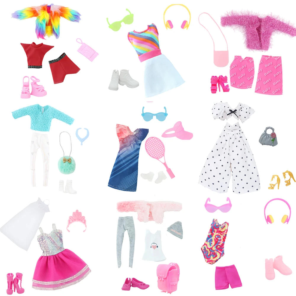 11.5'' Girl Doll Clothes with Accessories Sport Suit 30cm Dress Coat Blouse Pant Shoes Glasses Earphones Toy Accessories Gift