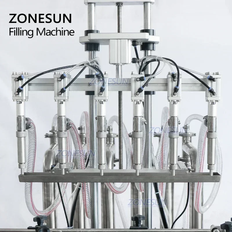 ZONESUN ZS-YT6T-6Y Custom Automatic Piston Filling Machine For Shampoo Liquid Juice Water Beverage Plastic Glass Bottle Jar
