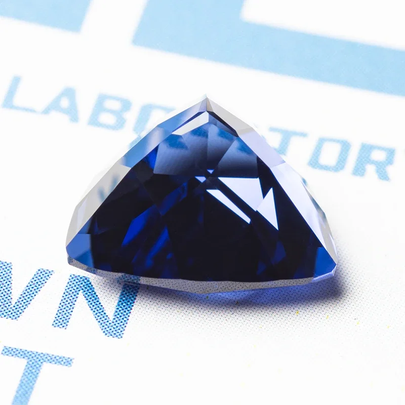 Lab Grown Sapphire Royal Blue Triangle Shape VVS1 Gemstone for Charm Diy Jewelry Making Pendant Ring Selectable  AGL Certificate