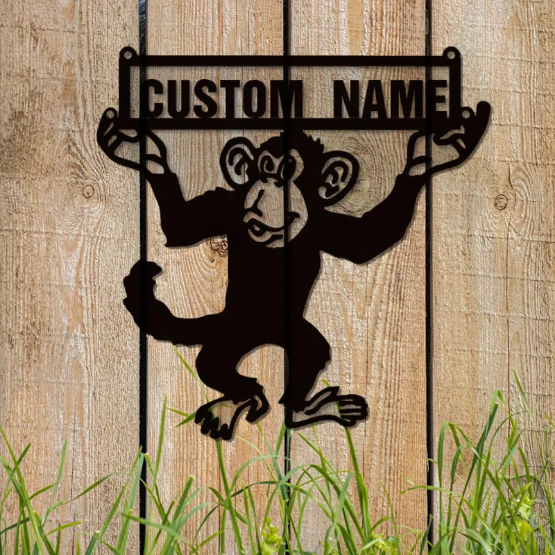 Charming Wall Upgrade: Iron Monkey Deco, Customizable For Home. Personalize With Name/Message, Rustproof, Easy To Install!