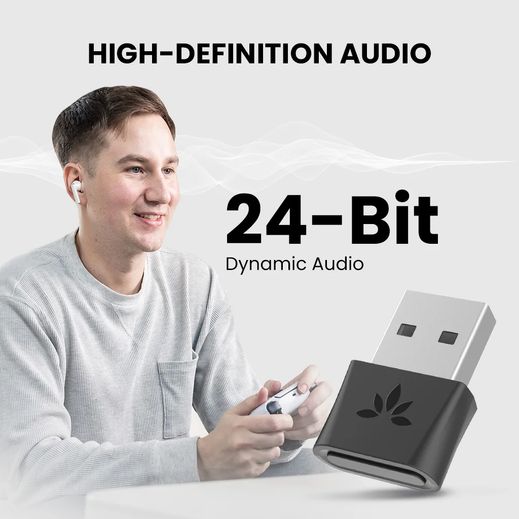 Avantree DG80 Bluetooth 5.0 USB Bluetooth Truyền Âm Thanh Adapter (Bên Ngoài) Cho Âm Nhạc, Cuộc Gọi, Chơi Game, phim Trên Máy Tính