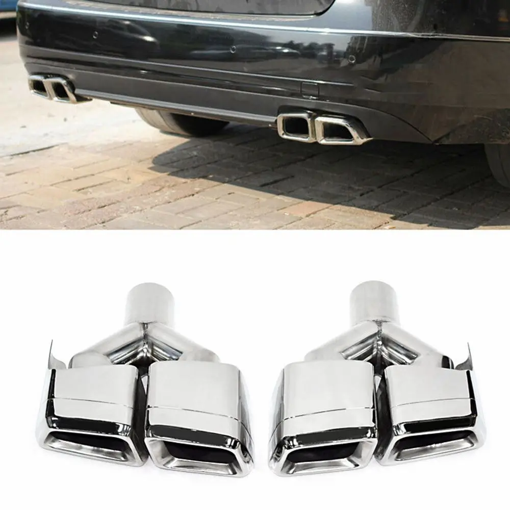 For Mercedes W221 W212 W204 Stainless Steel Dual Quad Exhaust Muffler Tail Pipe Gas Petrol only