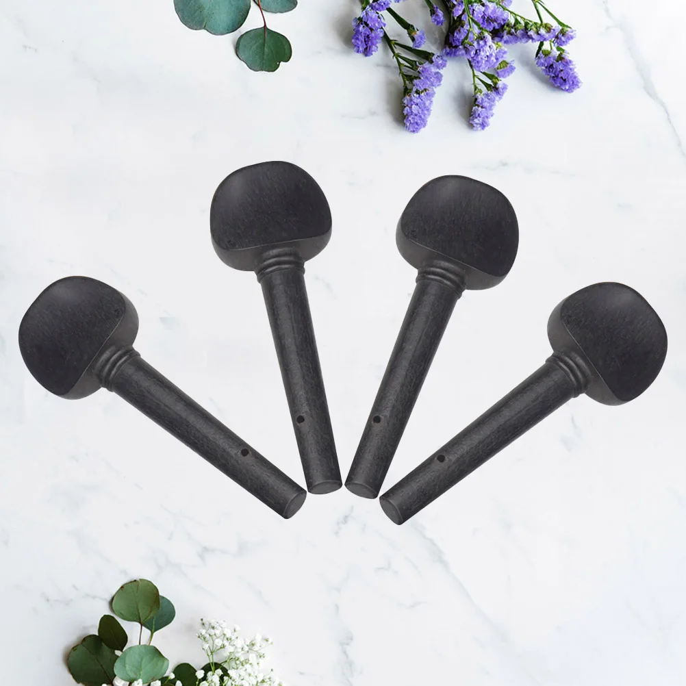 

4 PCS Peg Violin Parts Replacement Wood Tuning Pegs Ebony Fiddler Wooden Accessories Smooth Surface