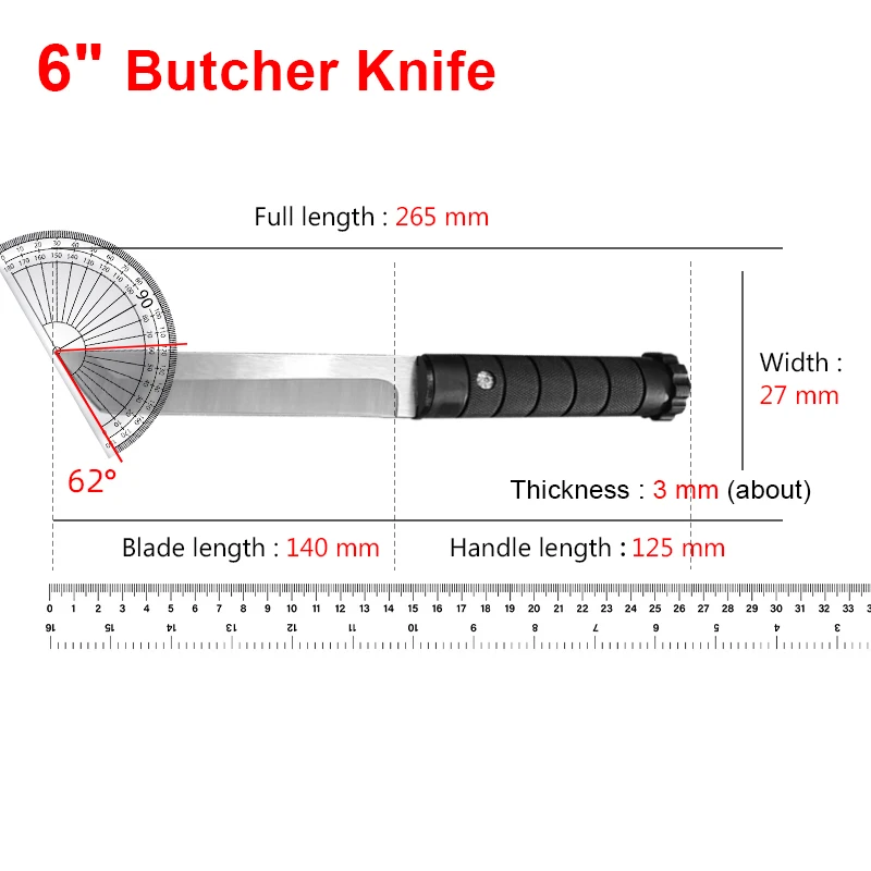 Butcher Boning Knife BBQ Slicing Meat Cleaver Vegetables Utility Knife Hand Forged Blade Plastic Blade Kitchen Knives Chef Knife