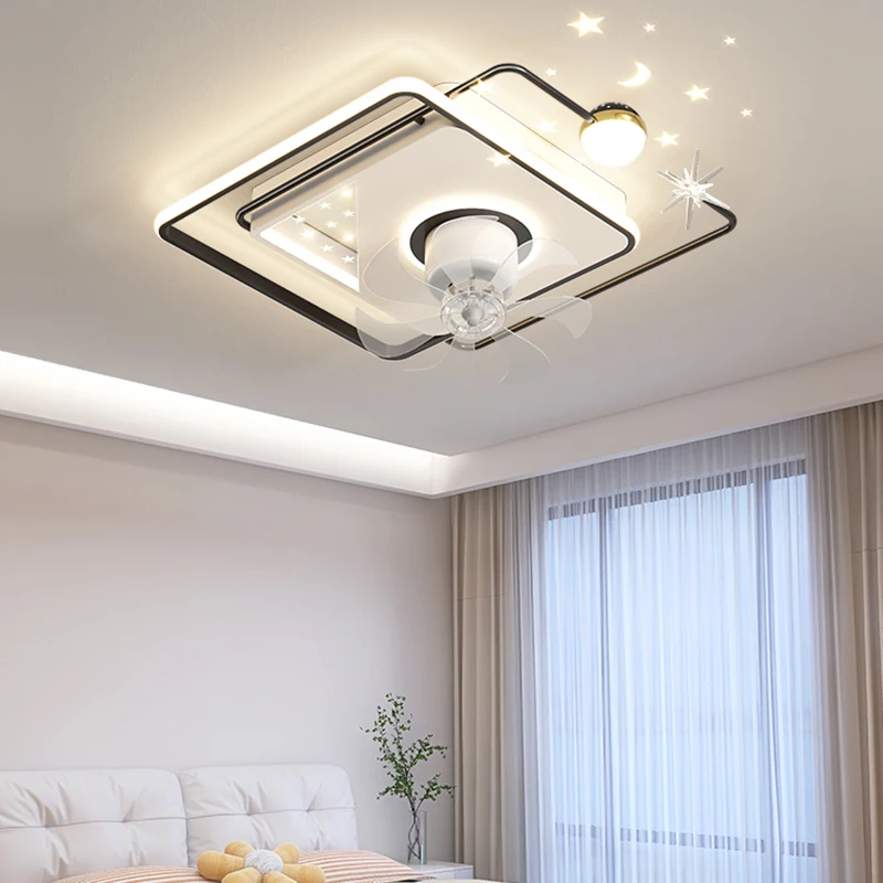 Modern ceiling lamps bedroom folding Ceiling fan ceiling fan with led light and control ceiling lamp for living room lighting