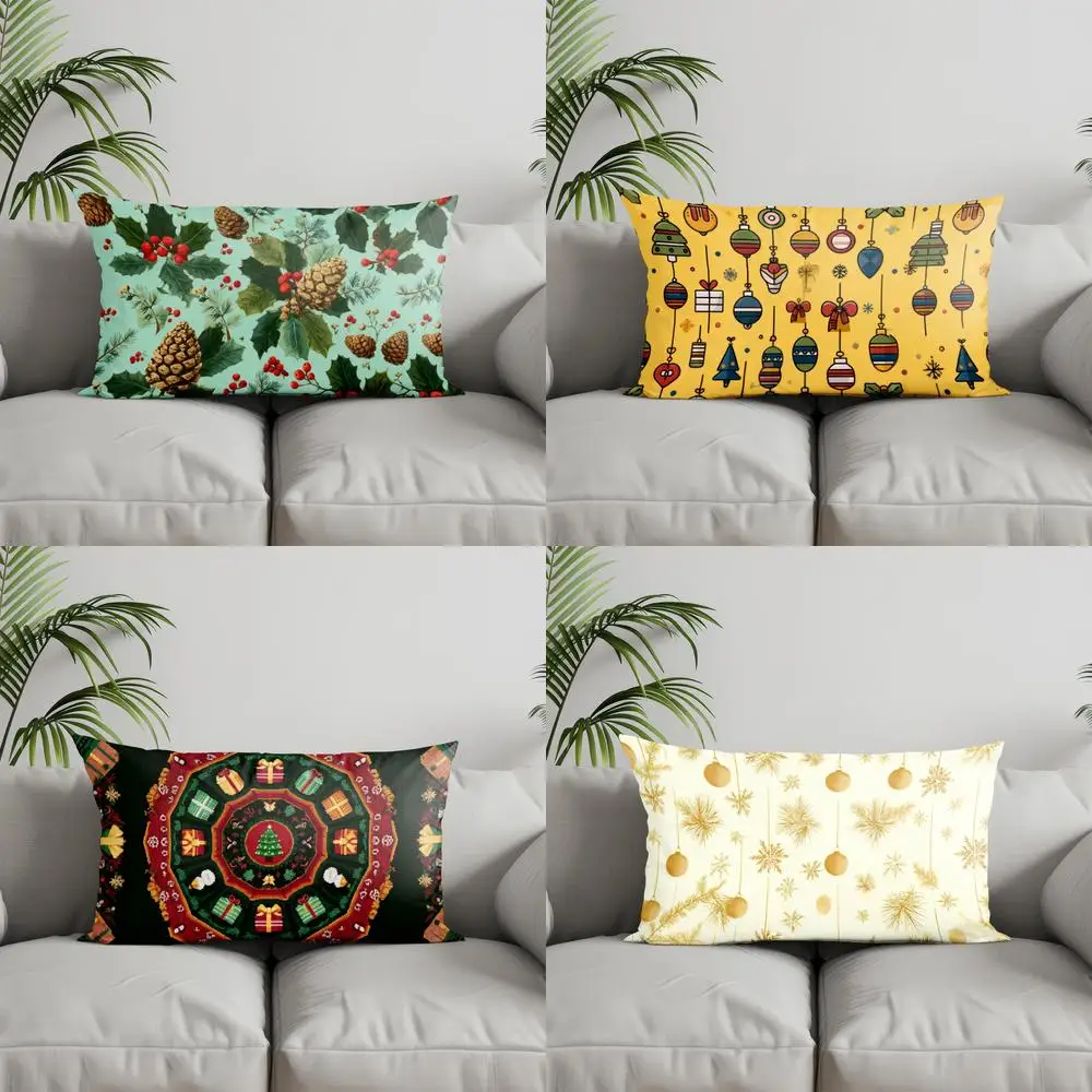 ديكور المنزل عيد الميلاد الصنوبر وهولي وسادة مناسبة ل أريكة غرفة نوم سيارة وسادة غطاء وسادة مستطيلة الظهر وسادة