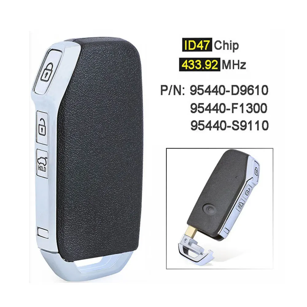 

Remote Smart Key Fob 433MHz ID47 Chip For KIA Sportage FCC ID: FOB-4F23 P/N: 95440-F1300/D9610/S9110/G5200