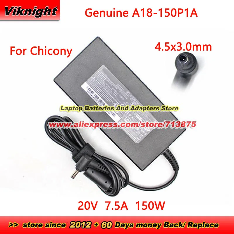 

Genuine Chicony A18-150P1A 150W Charger 20V 7.5A AC Adapter for Msi GF76 A150A039P with 4.5 x 3.0mm Plug Power Supply