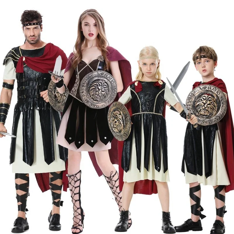 Loween soldado romano traje adulto crianças masquerade bola eup cavaleiro roupa feminino masculino soldado orm cosplay dr