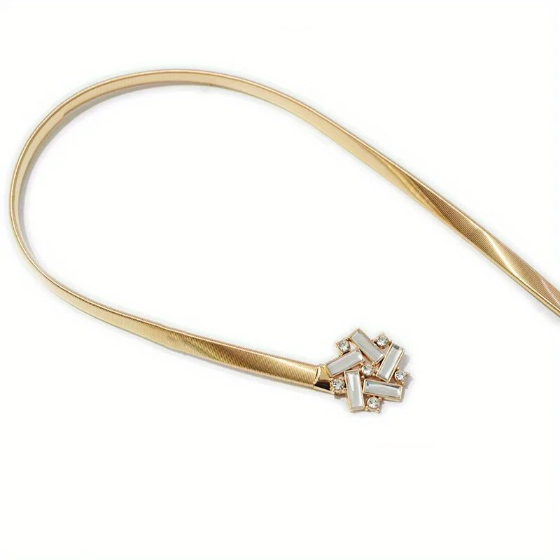 Metall elastische Taillen kette mit Rautenmuster Inlay Dekoration und Gold einfach Full Set gm1284