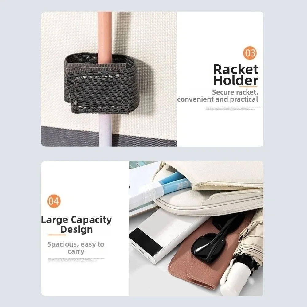 

Large Capacity Tennis Backpack Lightweight Zipper Closure Pickleball Backpack Solid Color Waterproof Racquet Bag Sports