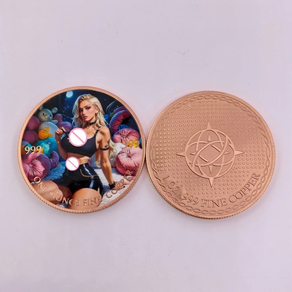 8 Designs 1 OZ .999 Fine Copper Beauty Lady Art Commemorative Coin Color Printed Glamour Art Lady Collectible Souvenir Gift