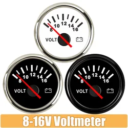 52mm Volt Gauge Marine Auto Voltmeter Universal 8-16V Waterproof Gauge Car Boat Instrument Red Backlight 12V Car Voltage Gauge