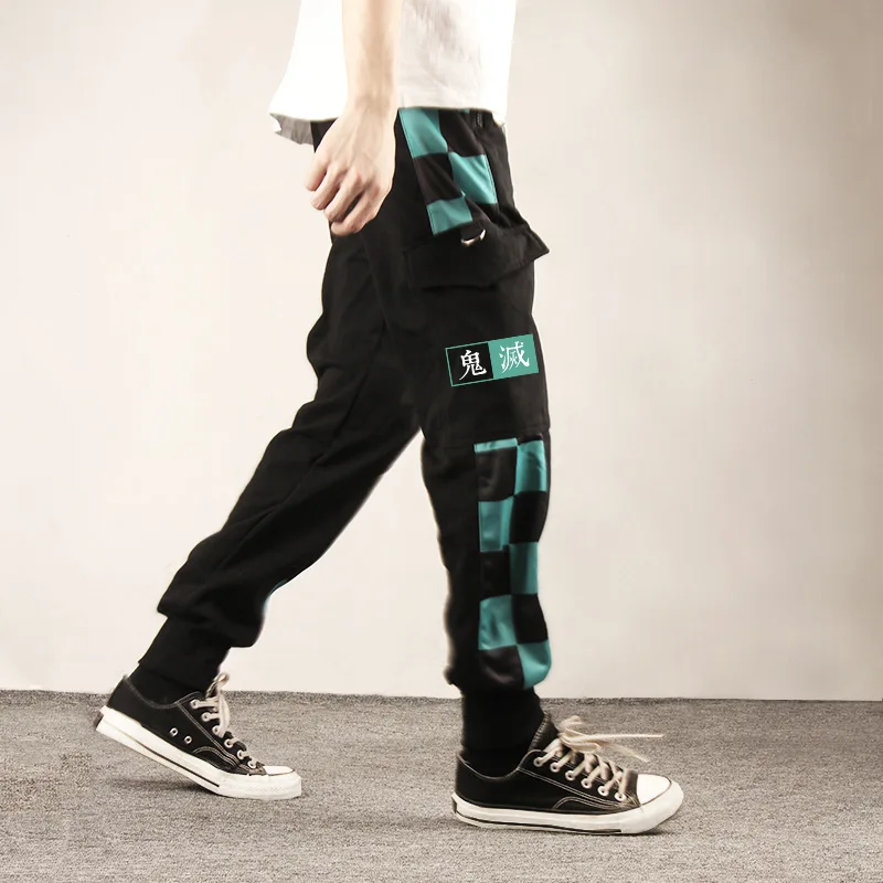 

Anime Demon Slayer Costumes Pants Spring and Autumn Handsome Boys Big Pocket Overalls Boys Casual Sweat Pants Sports Trousers