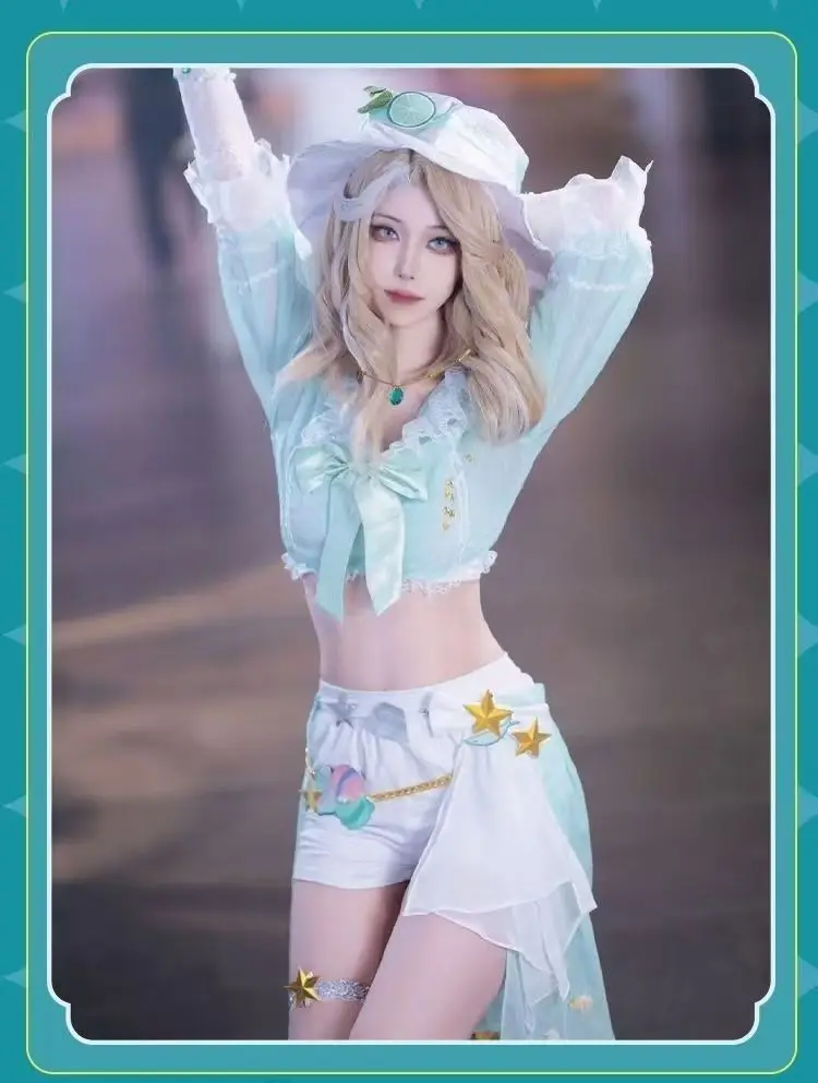 

Sea Salt Special Tune Summer Day Swimsuit Sexy Bikini Wig Woman Beach Suit Game Identity Ⅴ Demi Bourbon Barmaid Cosplay Costume