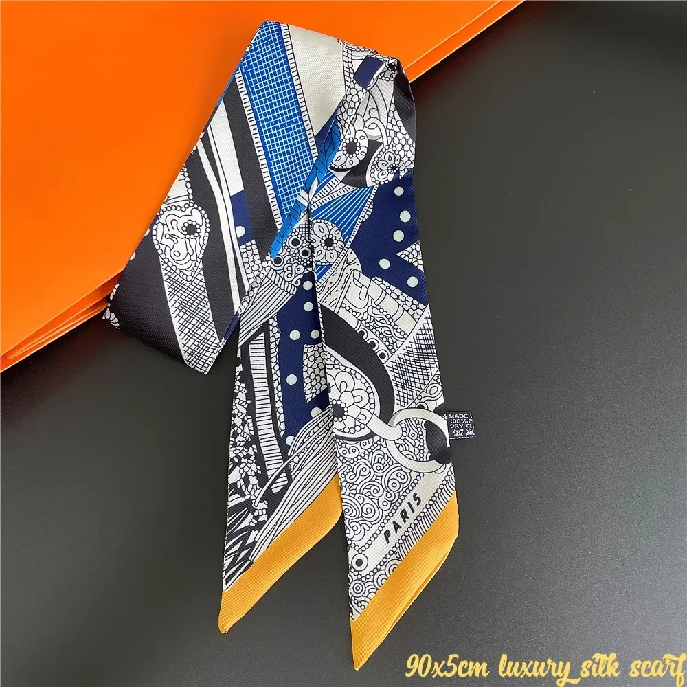 Fashion New Women\'s Twill Decorative Ribbon Small Scarf Binding Bag Handle Ribbon Hair Band Small Scarf Headband Scarf for Women