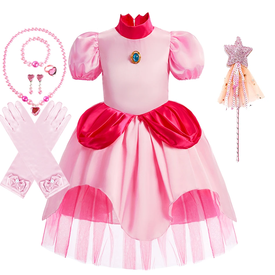 

Детская одежда для косплея, костюм принцессы для выступлений с оборками, детское карнавальное нарядное платье ведьмы, персиковое рождественское маскировочное платье